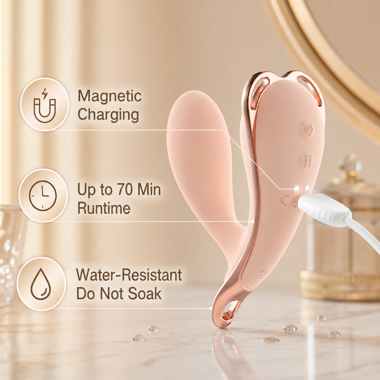 Magnetic charging 70 minute runtime and water-resistant care guide